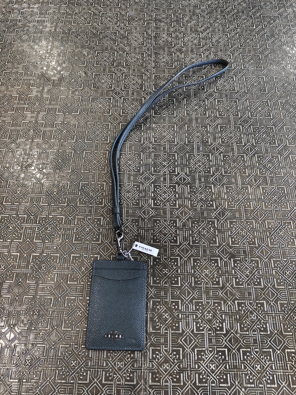 Coach Black Leather Lanyard Card Holder with Clip #32319 NWT - Picture 4 of 8